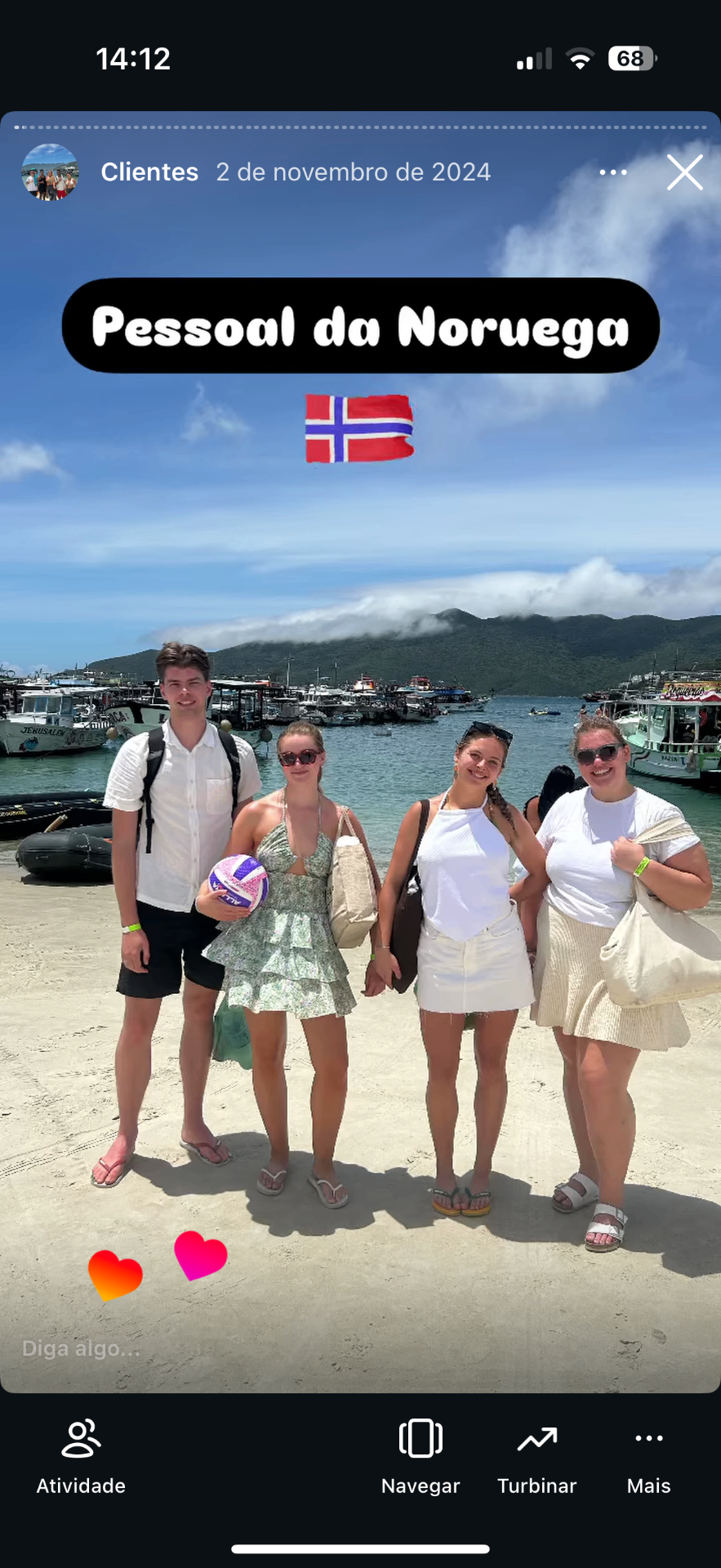 Pessoal da Noruega no passeio